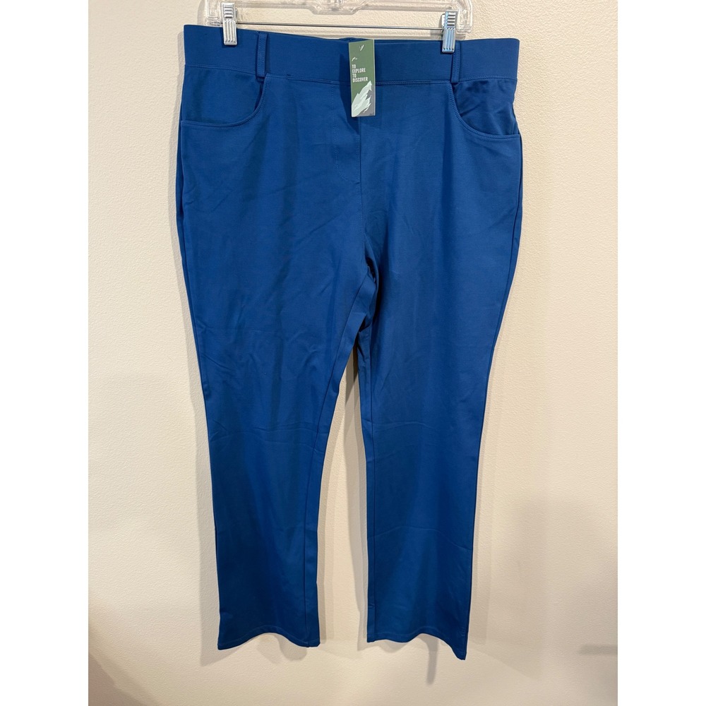 Willit Womens Blue Pull On Pants Elastic Waist Straight Leg Size‎ XXL